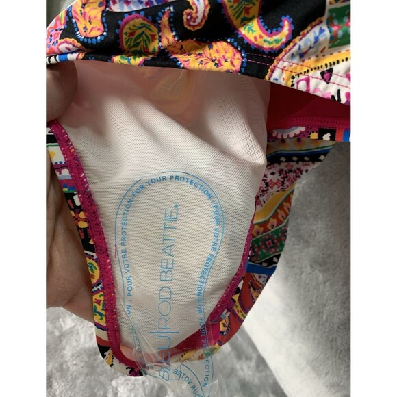 Bleu Rod Beattie Swimsuit V Neck One Piece Size 16W Colorful Key hole/Cut Outs - Picture 11 of 16